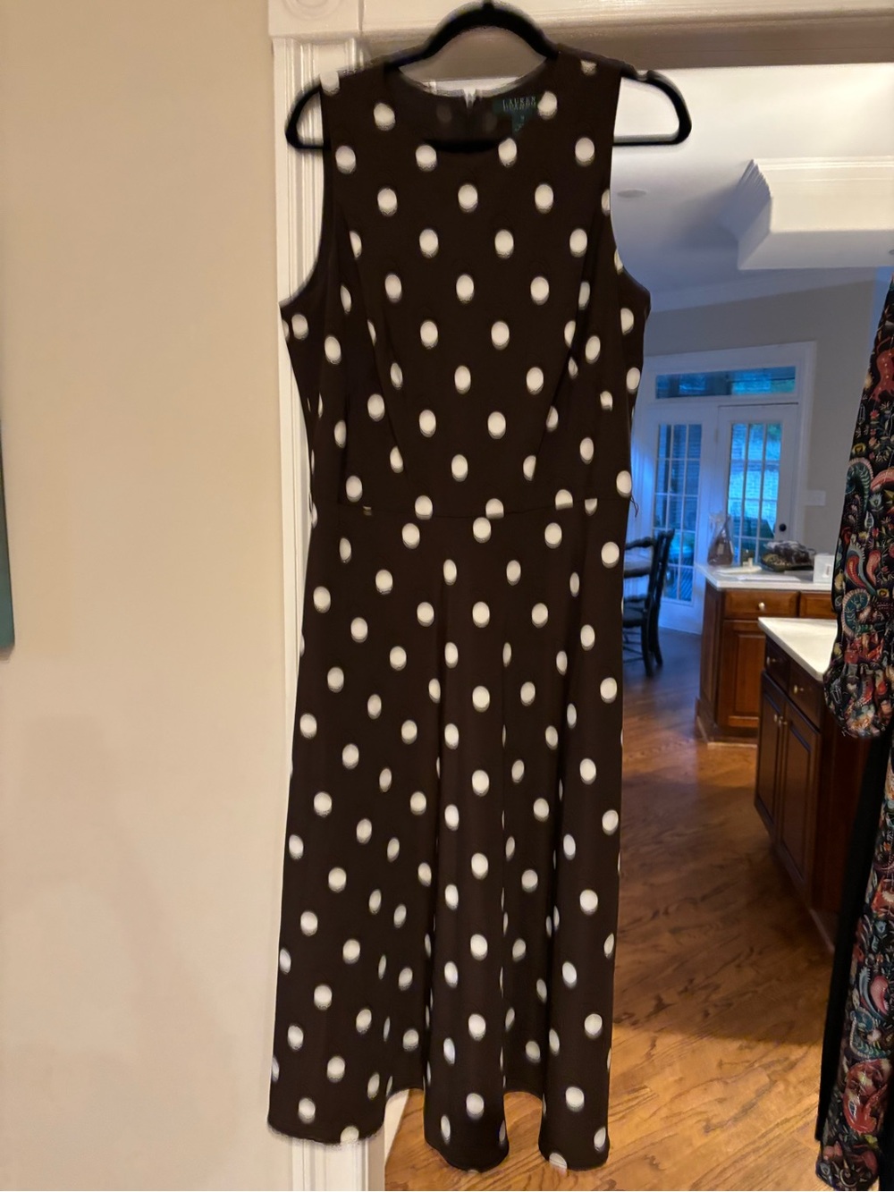 Lauren Ralph Lauren Brown Sleeveless Pretty Woman Polka Dot Midi Dress